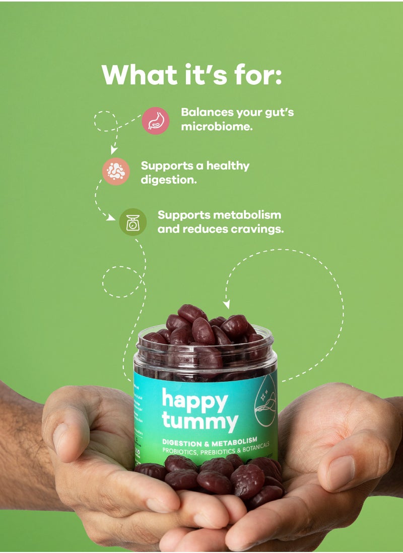 nutrili - Happy Tummy Probiotics Gummies (150g) Probiotics, Prebiotics, Botanicals & Vitamins - 60 Gummies - Image 1