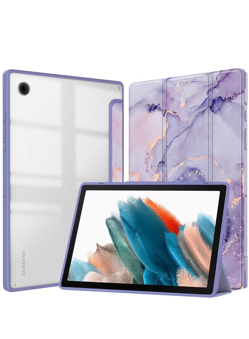 Hybrid Case Compatible with iPad 10th Generation 2022 (10.9 Inch) - [Ultra Slim] Shockproof Clear Cover with Built-in Pencil Holder, Auto Wake/Sleep, Lilac Marble - Purple - Image 1