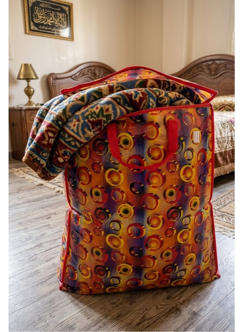 Extra Large Storage Bags for Clothes and Blankets Heavy Duty Foldable Organizer with Zipper Breathable Fabric Moisture Proof Dustproof Storage Solution for Bedding Comforters Pillows Closet Wardrobe Organization Multipurpose Storage Bag Random Printed Design May Vary from Images Displayed - Image 1