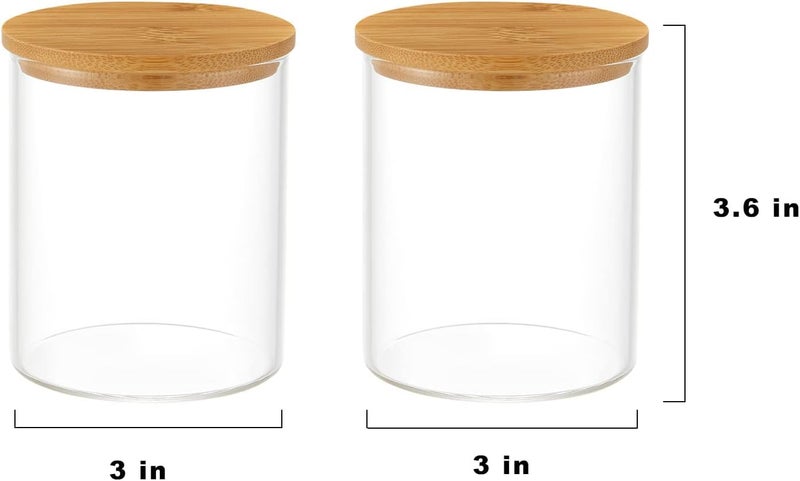 BIG CART BIG CART 2 Pcs Glass Qtip Holder with Wood Lids 16 oz Apothecary Jars Cotton Swabs Dispenser Cotton Pads Canister for Bathroom Storage Organizer  - Image 2