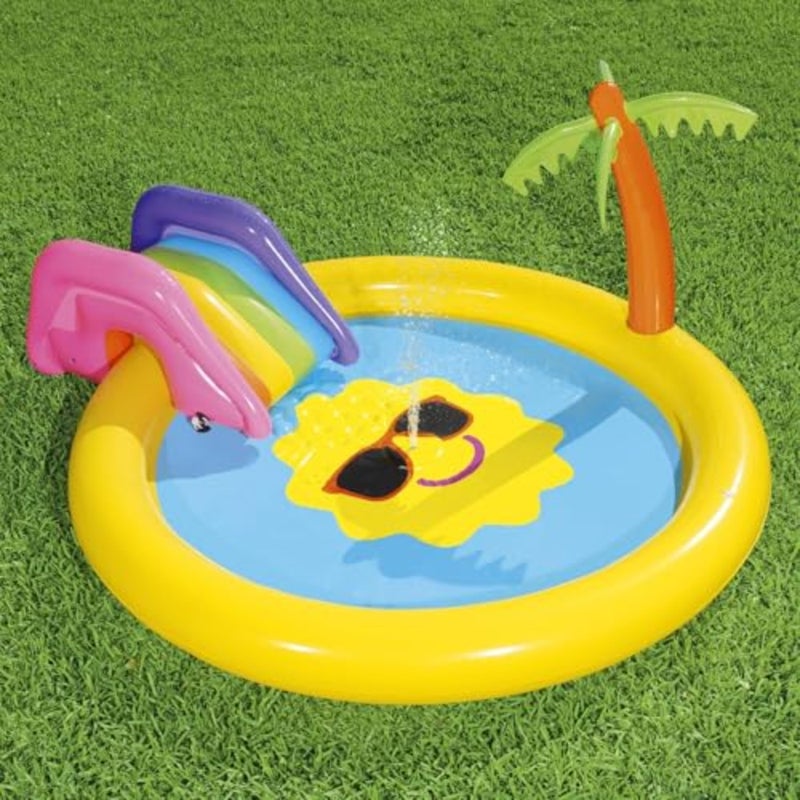 Sunnyland Splash Play Pool for outdoor summer fun, PVC material, blue color, durable and easy to inflate - Image 3