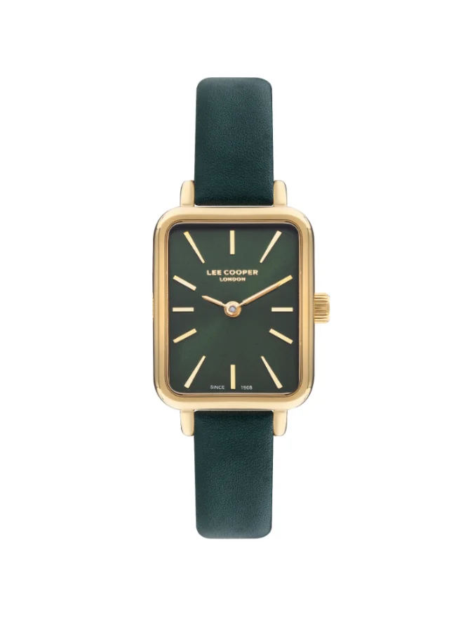 Lee Cooper Women's Analog Display Watch With Green Leather Strap - LC07814.177