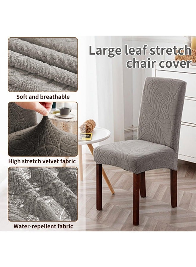 DUNISO 6 Pcs Dining Chair Slipcovers, Waterproof Dining Room Chair Cover, Stretch Jacquard Chair Slipcover Removable Washable Chair Protector for Home, Restaurant, Banquet, Kitchen ，Taupe - Image 3