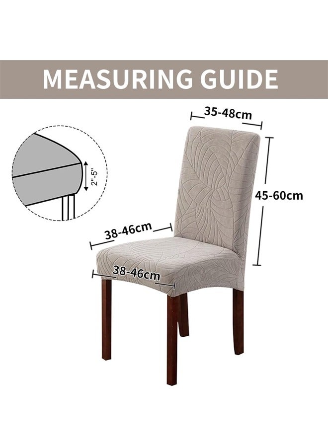 DUNISO 6 Pcs Dining Chair Slipcovers, Waterproof Dining Room Chair Cover, Stretch Jacquard Chair Slipcover Removable Washable Chair Protector for Home, Restaurant, Banquet, Kitchen ，Taupe - Image 2