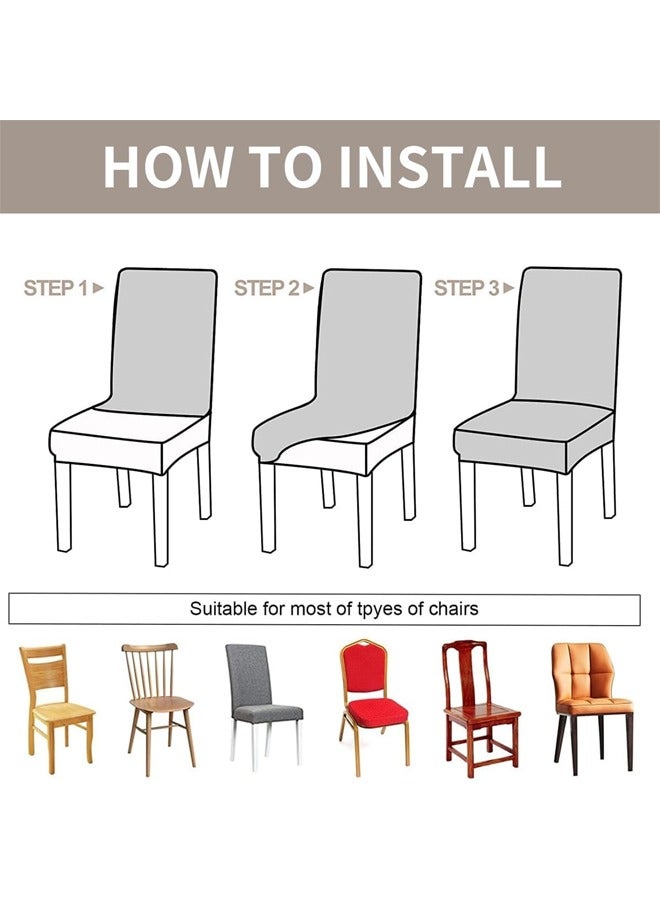 DUNISO 6 Pcs Dining Chair Slipcovers, Waterproof Dining Room Chair Cover, Stretch Jacquard Chair Slipcover Removable Washable Chair Protector for Home, Restaurant, Banquet, Kitchen ，Taupe - Image 5