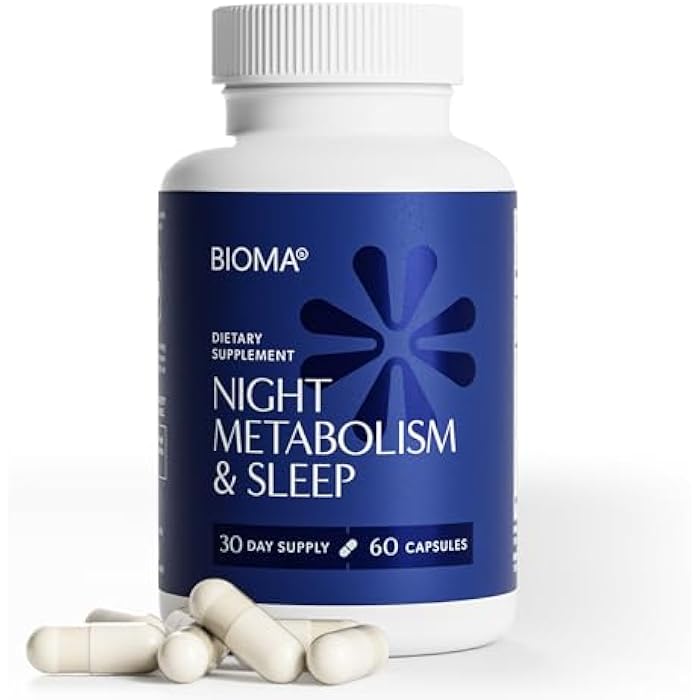 BIOMA Night Metabolism & Sleep - Supports Digestion, Energy Metabolism & Restful Sleep with Melatonin, Vitamin D, Magnesium & More - 60 Capsules (30-Day Supply) - Image 1