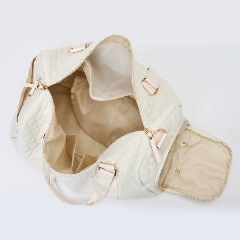 Y&D Large Quilted Duffel Bag for Women - Sports Gym Overnight Tote with Shoe Compartment - Carry On Weekend Travel Duffel - Image 3