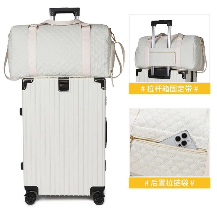 Y&D Large Quilted Duffel Bag for Women - Sports Gym Overnight Tote with Shoe Compartment - Carry On Weekend Travel Duffel - Image 5