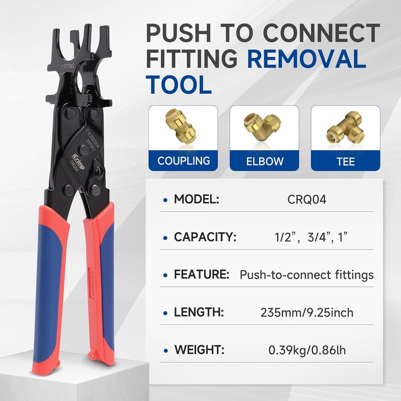 iCRIMP Push to connect fitting removal tool, Effortlessly Remove 1/2 inch, 3/4 inch, 1 inch Pipe Push-Fit Connectors CRQ04 - Image 4