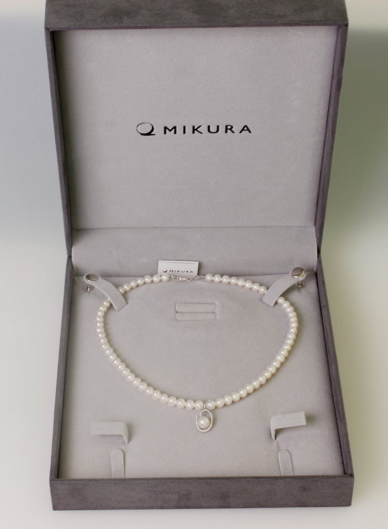 MIKURA Necklace 1st 42cm, Freshwater Pearls, A Quality, White Color, 8.0-6.0MM, 18KW, 34D-0.17Cts - Image 3