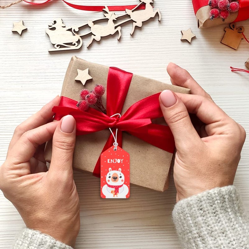 Festiko Christmas Gift Tags Christmas Theme Gift TagsXmas Wishes Gift Tags Hanging Label for DIY Christmas Gift Wrap and Label Package Pack of 24 Pcs Red - Image 5