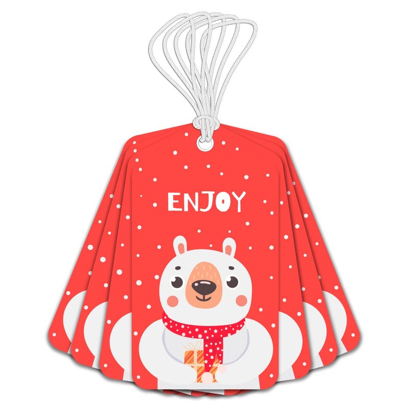 Festiko Christmas Gift Tags Christmas Theme Gift TagsXmas Wishes Gift Tags Hanging Label for DIY Christmas Gift Wrap and Label Package Pack of 24 Pcs Red - Image 1