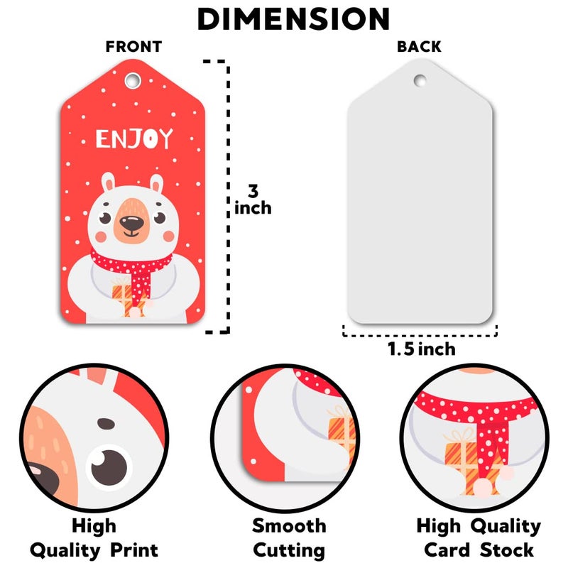 Festiko Christmas Gift Tags Christmas Theme Gift TagsXmas Wishes Gift Tags Hanging Label for DIY Christmas Gift Wrap and Label Package Pack of 24 Pcs Red - Image 3