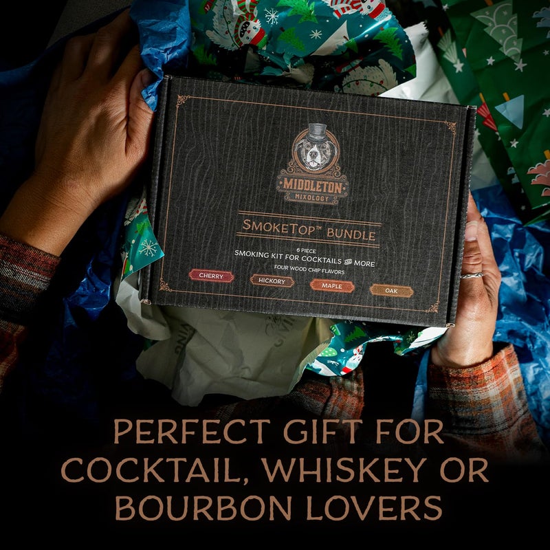 Middleton Mixology SmokeTop طقم مدخن الكوكتيل SmokeTop مع شعلة وقطع خشب الكرز، الجوز، القيقب، والبلوط - طقم مدخن الكوكتيل وقطع للكوكتيلات القديمة، الويسكي، والبوربون - لا يشمل البيوتان - Image 3