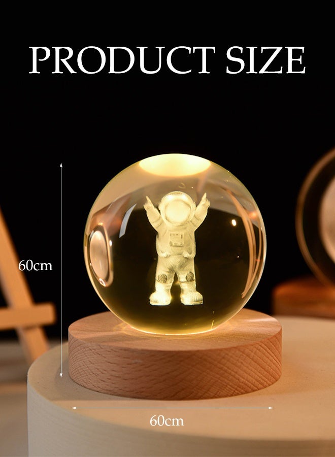 DUNISO 3D Crystal Ball Night Light, 6cm Led Wood Based Glass Ball Light, Children's Bedside Table Warm Night Light, Suitable For Desktop, Bedroom, Study, Living Room - Image 4