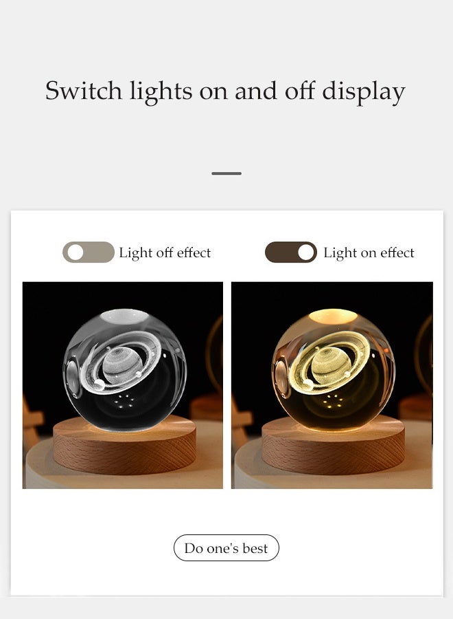 DUNISO 3D Crystal Ball Night Light, 6cm Led Wood Based Glass Ball Light, Children's Bedside Table Warm Night Light, Suitable For Desktop, Bedroom, Study, Living Room - Image 5
