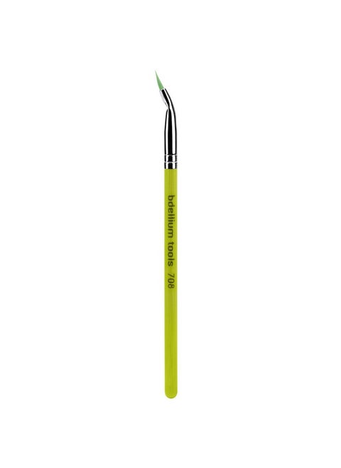 فرشاة مكياج احترافية من أدوات Bdellium - كحل عيون منحني من سلسلة Bambu الخضراء 708 - بألياف صناعية ناعمة، لتطبيق سلس (أخضر، قطعة واحدة)