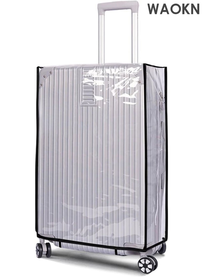 دبليو أيه أو كي أن غطاء أمتعة شفاف من مادة البولي فينيل كلوريد مقاس 20 بوصة - واقي مقاوم للماء للحقائب ذات العجلات - غطاء شفاف لحقيبة السفر مع حاشية مرنة وإمكانية الوصول بسحاب - جراب أمتعة معتمد من إدارة أمن النقل يناسب معظم الحقائب - Image 1