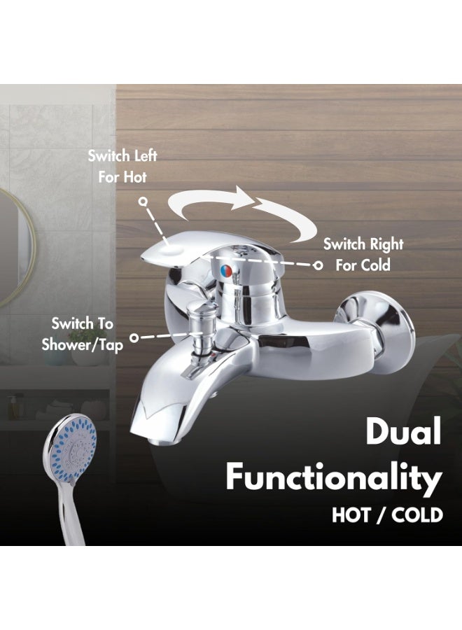 MODI Single Lever Bath Shower Mixer Tap Kit - Silver | Modern Design Faucets Bathroom Fixtures | Stainless Steel Spout Basin Mixer with Pop-up Waste - Bauloop Collection - Image 4