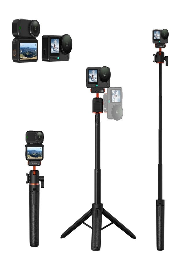 Flymile 21" Action 6 Camera Tripod, Magnetic Quick Release Adapter Selfie Stick Extended Pole Handle Grip with 360° Ball Head & Cold Shoe Mount, Mini Table Desk Tripod for DJI Osmo Nano Accessories - Image 1