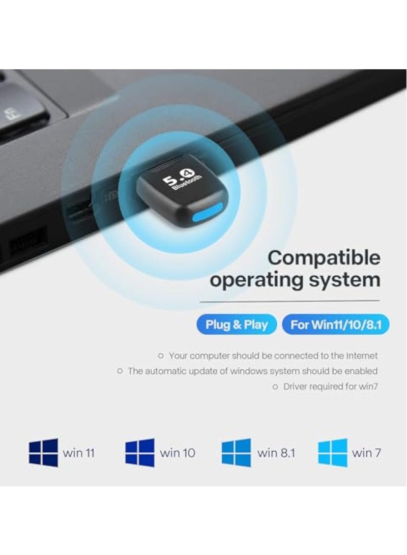 KASTWAVE Bluetooth USB Adapter, Bluetooth Adapter 5.4 Dongle (BR+BLE+EDR), Free Diver, Taillight Design, Wireless Transfer for Mouse, Keyboard, Headphones, Speaker, Keyboard Mouse, Printer, Windows 11/10/8.1/7 - Image 4