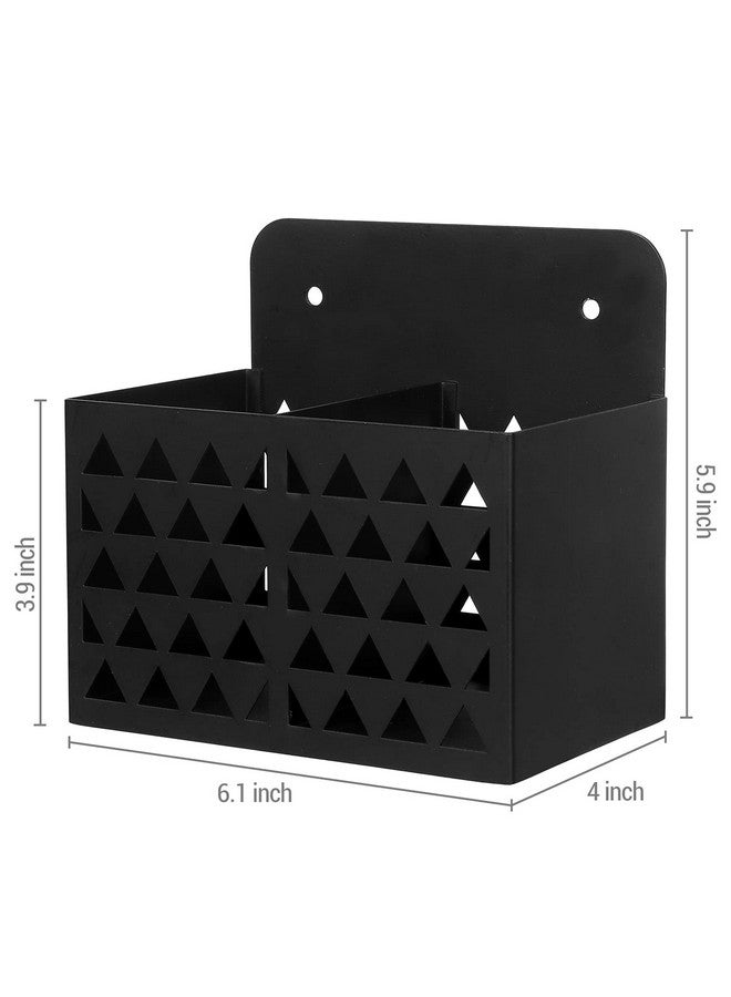 MyGift Wall Mounted Modern Black Metal Dry Erase Marker Holder With Triangle Cutout Design, 2 Compartment Office Supplies Storage Bin Organizer, Desktop Pen Pencil Holder - Image 5
