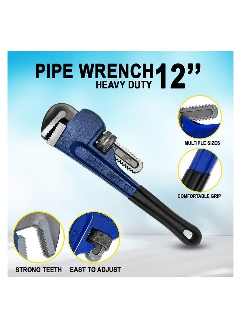 IRON Pipe wrench heavy duty 12" forged steel head strong iron handle pipe wrench 1Pcs - Image 1