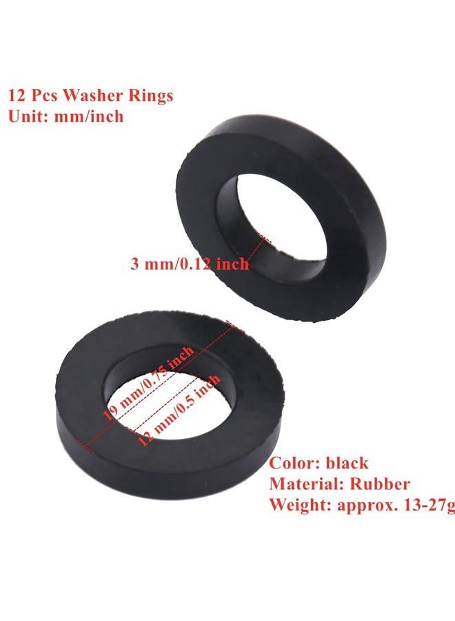 Hilitand 12pcs Washer Ring Shower Rubber O-Ring Washer Seals Gasket Faucet Water Pipe Replacement 1/2", 3/4", 1" (1/2") - Image 2