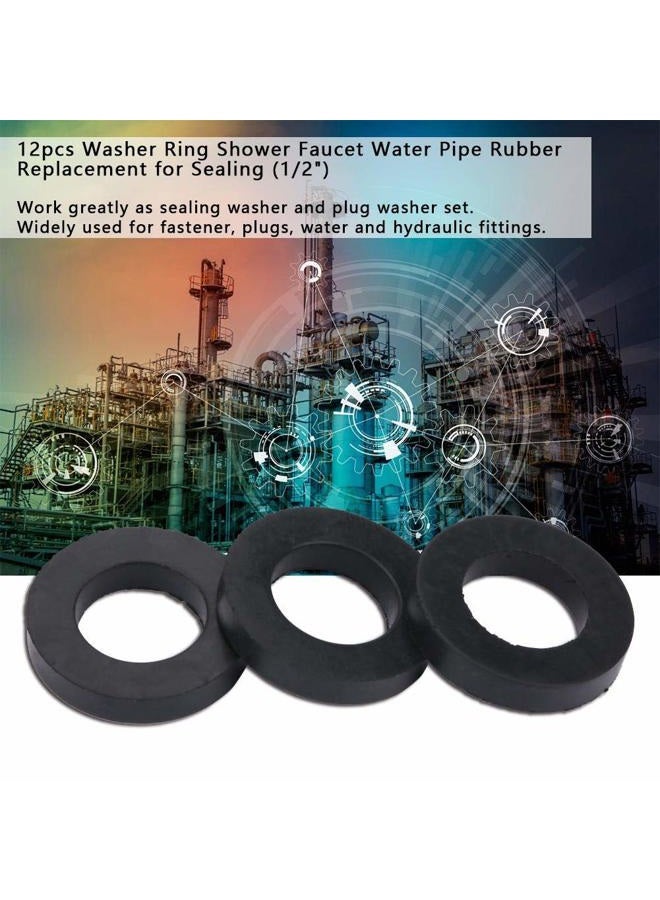 Hilitand 12pcs Washer Ring Shower Rubber O-Ring Washer Seals Gasket Faucet Water Pipe Replacement 1/2", 3/4", 1" (1/2") - Image 3