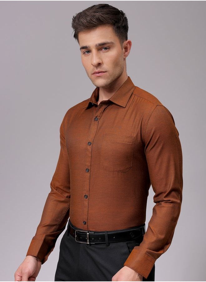The Indian Garage Co Men Slim Fit Solid Full Sleeves Cutaway Collar Formal Shirt  - Image 3