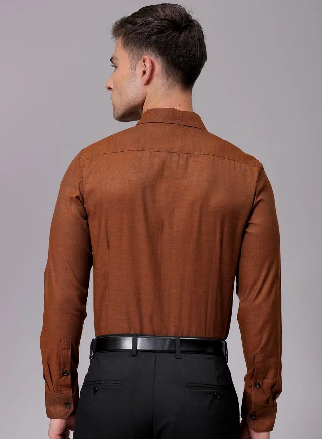 The Indian Garage Co Men Slim Fit Solid Full Sleeves Cutaway Collar Formal Shirt