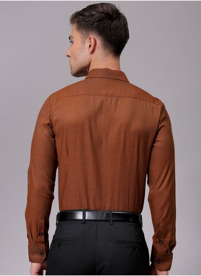 The Indian Garage Co Men Slim Fit Solid Full Sleeves Cutaway Collar Formal Shirt  - Image 2