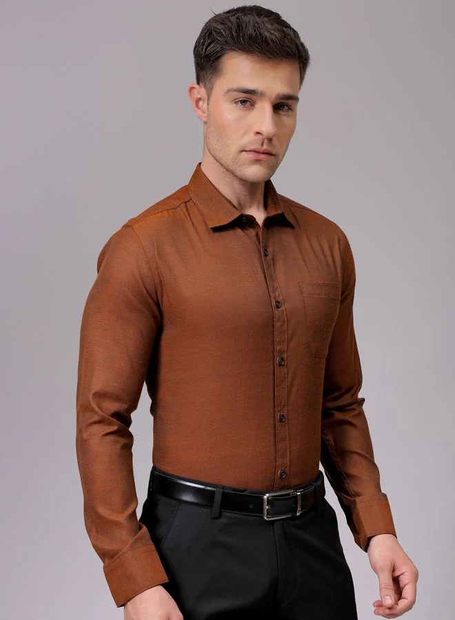 The Indian Garage Co Men Slim Fit Solid Full Sleeves Cutaway Collar Formal Shirt