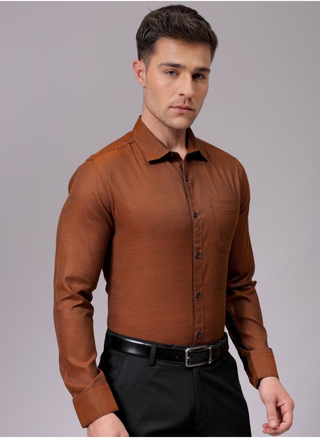 The Indian Garage Co Men Slim Fit Solid Full Sleeves Cutaway Collar Formal Shirt  - Image 4