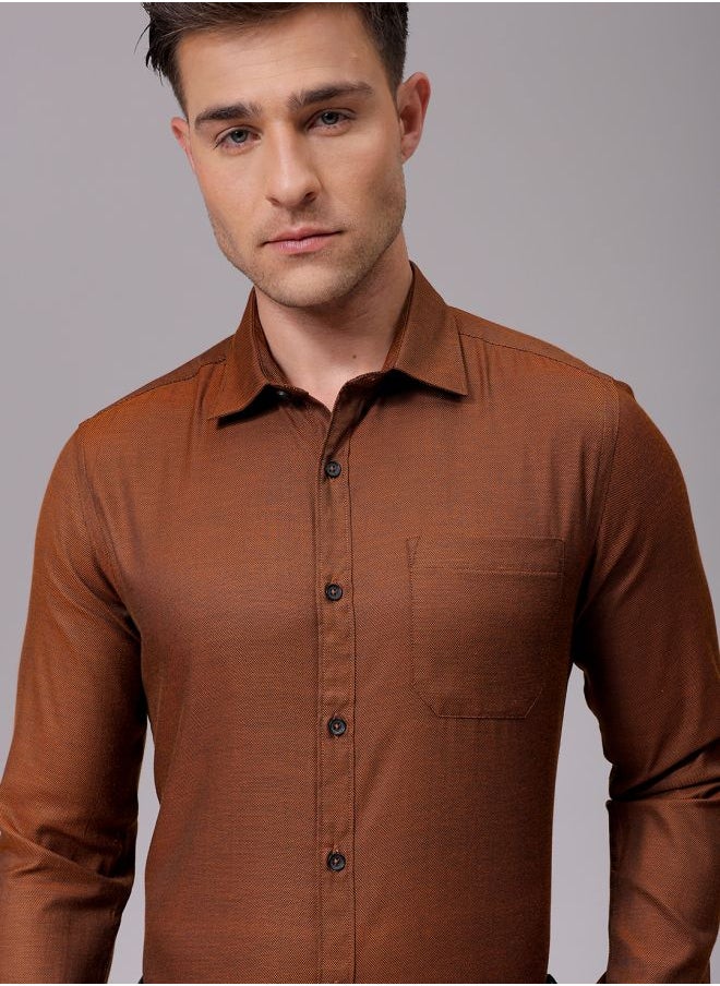 The Indian Garage Co Men Slim Fit Solid Full Sleeves Cutaway Collar Formal Shirt  - Image 1