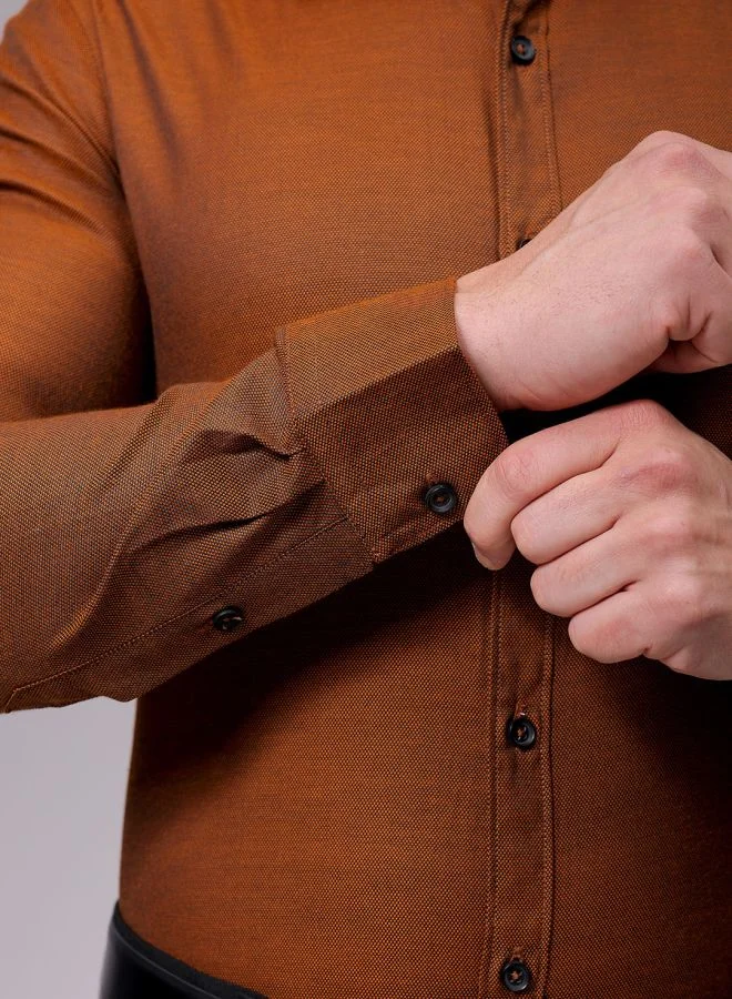 The Indian Garage Co Men Slim Fit Solid Full Sleeves Cutaway Collar Formal Shirt