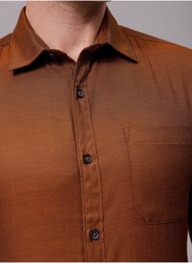The Indian Garage Co Men Slim Fit Solid Full Sleeves Cutaway Collar Formal Shirt  - Image 5
