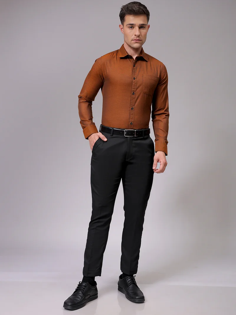 The Indian Garage Co Men Slim Fit Solid Full Sleeves Cutaway Collar Formal Shirt