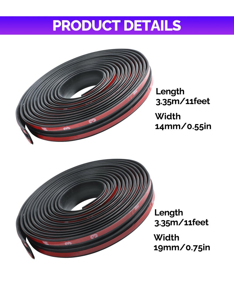 RACOONA 2PCS Windshield Trim,22 Ft Windshields Rubber Seal,Car Door Seal Car Sunroof Seal,Cars Accessories Car Weather Stripping T Shape Automotive Door Sealing Strip for Sunroof Front Rear Windshield - Image 2