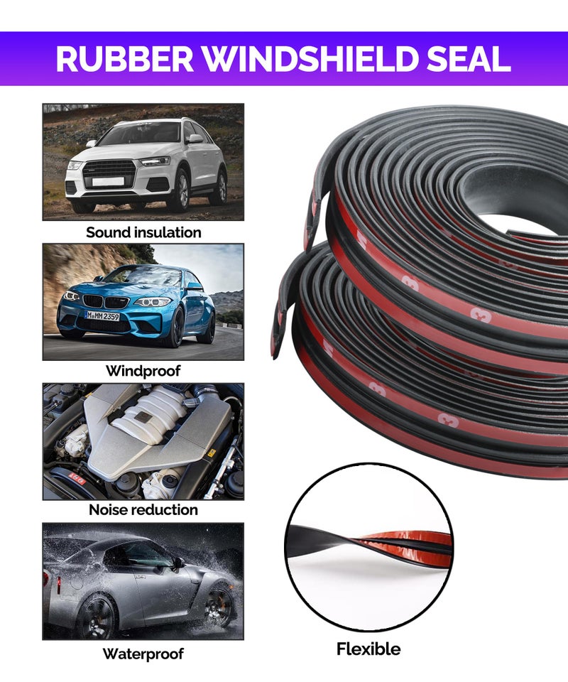 RACOONA 2PCS Windshield Trim,22 Ft Windshields Rubber Seal,Car Door Seal Car Sunroof Seal,Cars Accessories Car Weather Stripping T Shape Automotive Door Sealing Strip for Sunroof Front Rear Windshield - Image 3