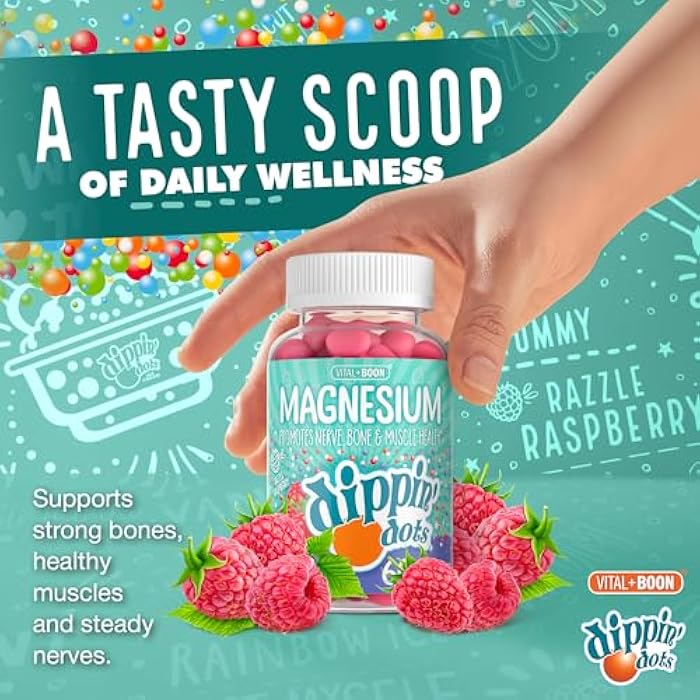 Vital+Boon Dippin' Dots Magnesium Gummies for Women, Men & Kids – Razzle Raspberry – Magnesium Citrate Gummies with No Artificial Colors or Flavors – Vegan Friendly Calm Nerve Bone & Muscle Supplement (60 Count) - Image 4