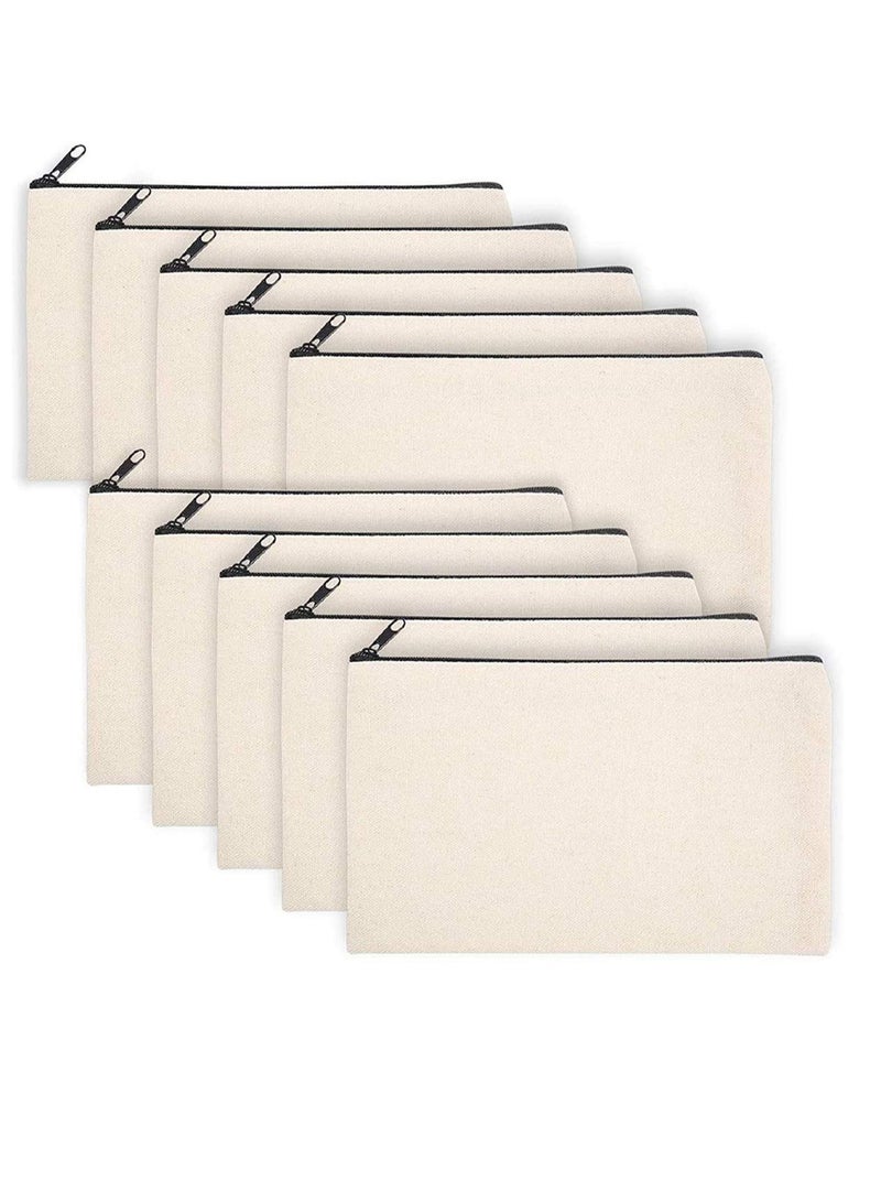 KASTWAVE Makeup Bag, Blank Makeup Bags for DIY Crafts, Canvas Pencil Pouch, lightweight, soft and durable Black Cotton Multipurpose Cosmetic Travel Toiletry Bag with Zipper Bulk 8.5 x 5.5 Inches - Image 1