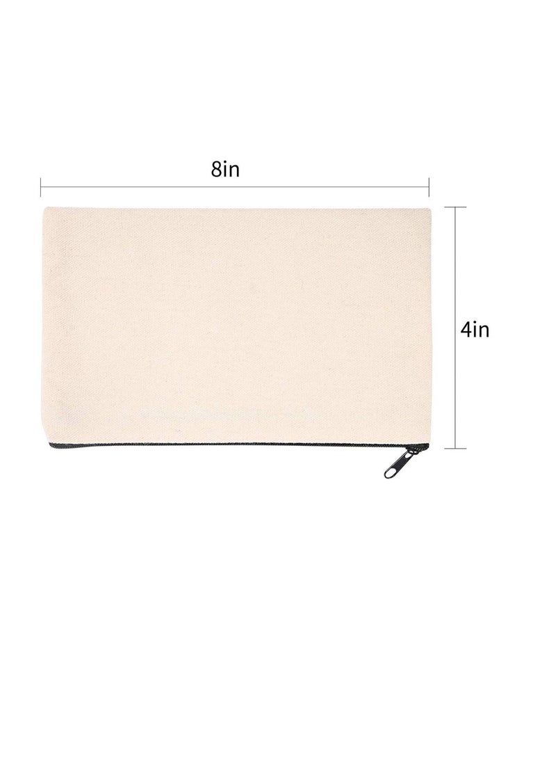 KASTWAVE Makeup Bag, Blank Makeup Bags for DIY Crafts, Canvas Pencil Pouch, lightweight, soft and durable Black Cotton Multipurpose Cosmetic Travel Toiletry Bag with Zipper Bulk 8.5 x 5.5 Inches - Image 2