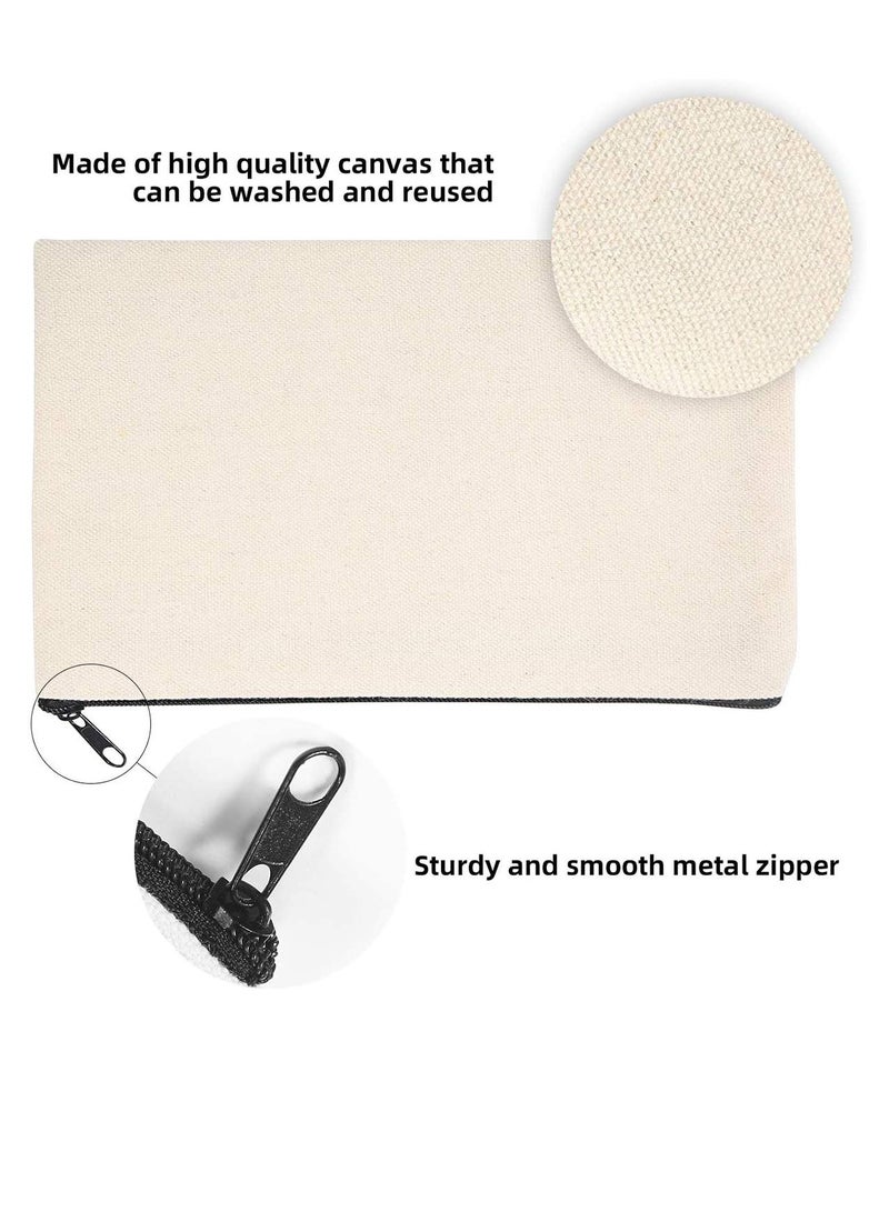 KASTWAVE Makeup Bag, Blank Makeup Bags for DIY Crafts, Canvas Pencil Pouch, lightweight, soft and durable Black Cotton Multipurpose Cosmetic Travel Toiletry Bag with Zipper Bulk 8.5 x 5.5 Inches - Image 3