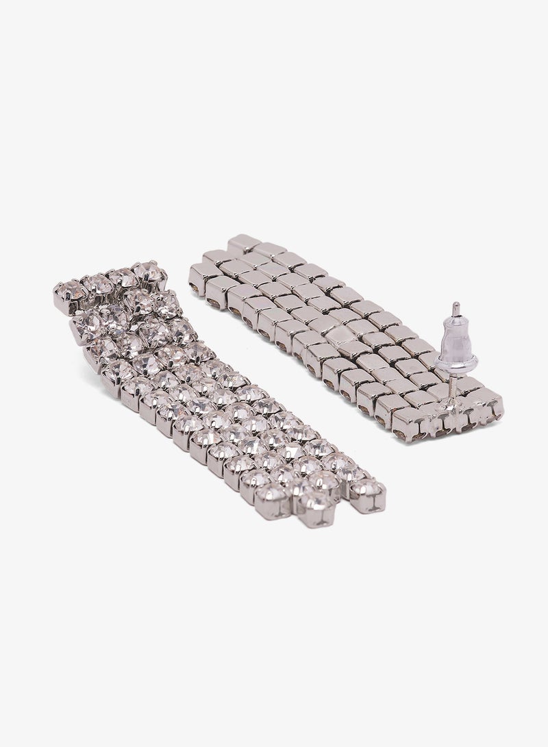 Ella Limited Edition Diamonte Rhinestone Embellished Drop Down Earrings - Image 2