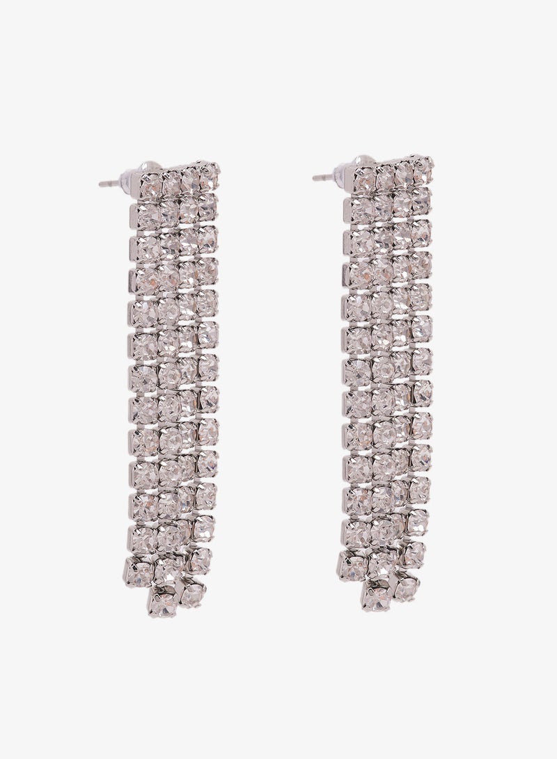 Ella Limited Edition Diamonte Rhinestone Embellished Drop Down Earrings - Image 1