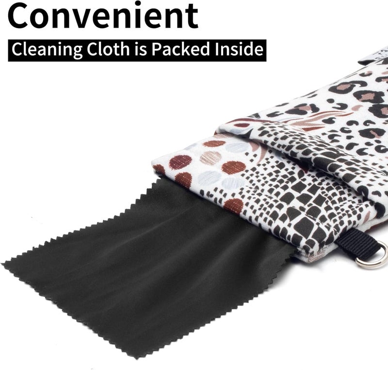 Face Shadow Double Glasses Case Soft Eyeglass Case For Women Men Squeeze Top Sunglasses Case With Cleaning Cloth - Image 3