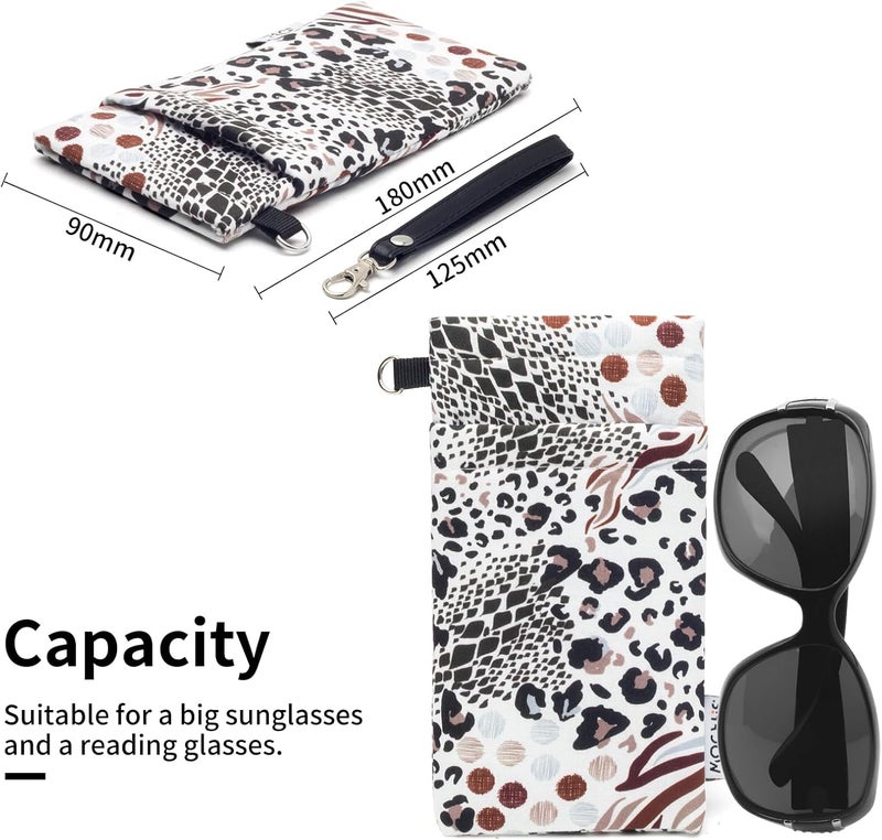 Face Shadow Double Glasses Case Soft Eyeglass Case For Women Men Squeeze Top Sunglasses Case With Cleaning Cloth - Image 2