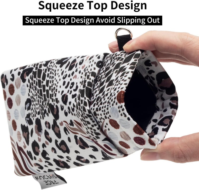 Face Shadow Double Glasses Case Soft Eyeglass Case For Women Men Squeeze Top Sunglasses Case With Cleaning Cloth - Image 4