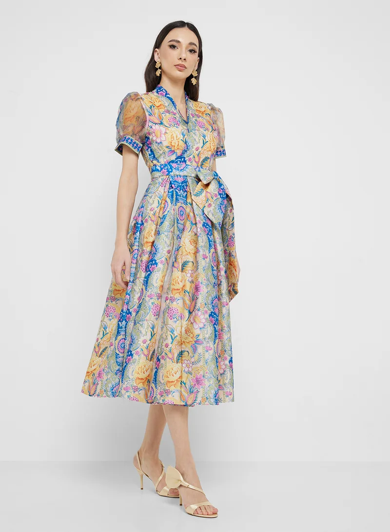 ELLA Floral Print Midi Dress